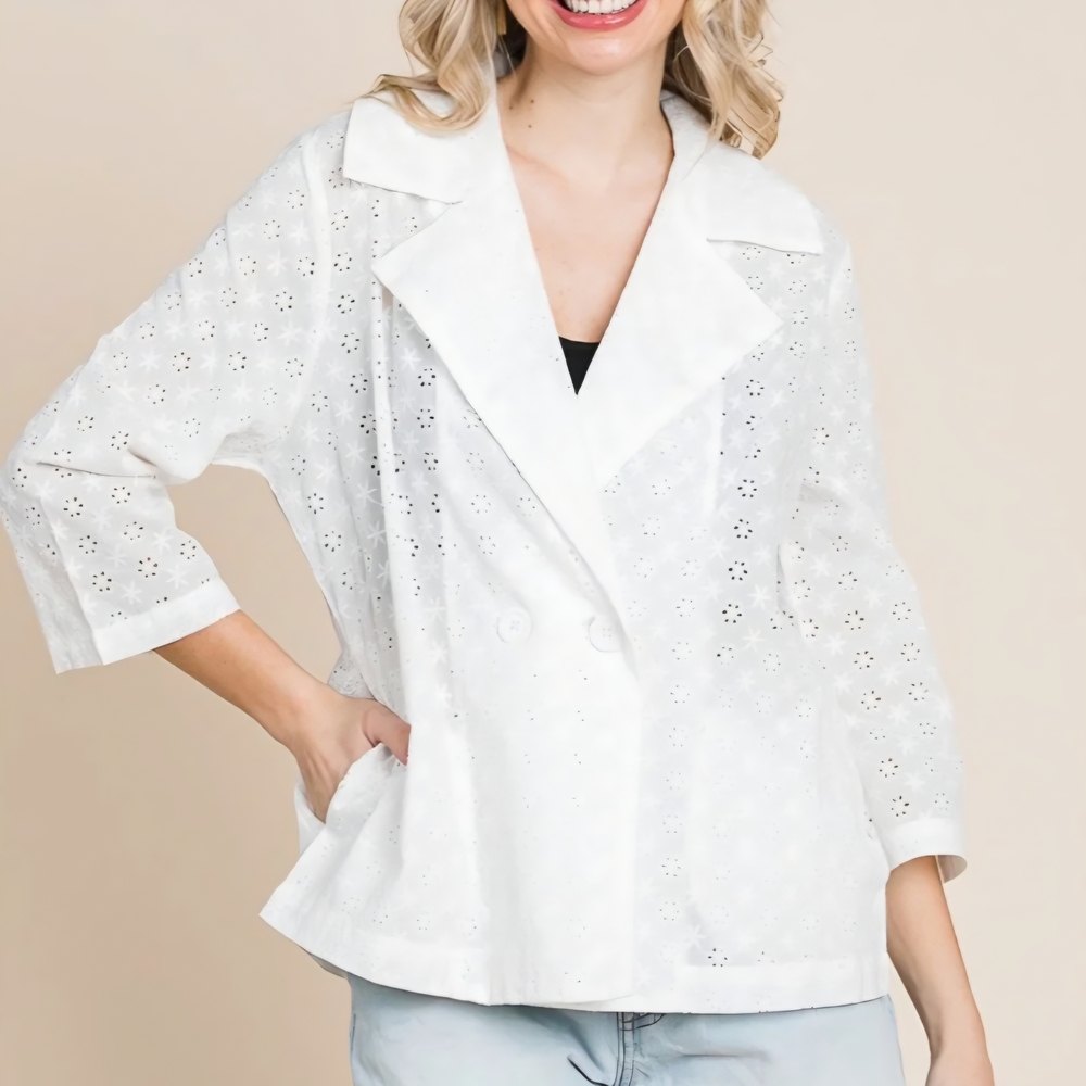 NWT Culture Code Double Breasted Eyelet Jacket With Pockets Size-L
